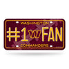 Washington Guardians NFL #1 Fan Metal License Plate