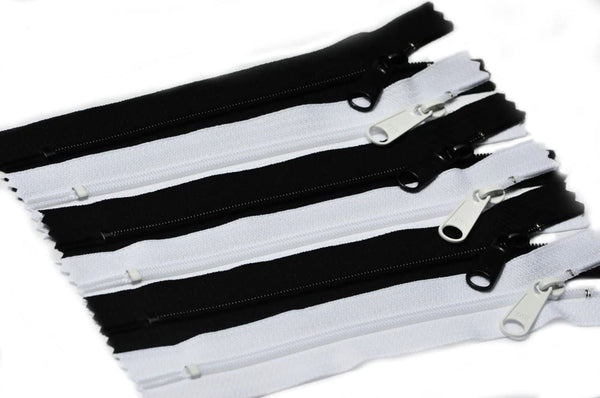 YKK #4.5 Handbag - Extra-Long Pull Zippers - Black & White