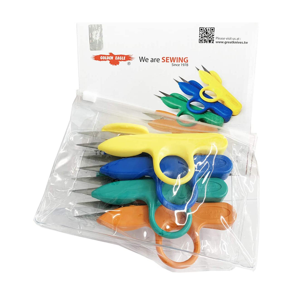 Golden Eagle Right/Left Craft Sewing Pruning Thread Scissors in Soft Vinyl Pouch 4pcs Per Pack