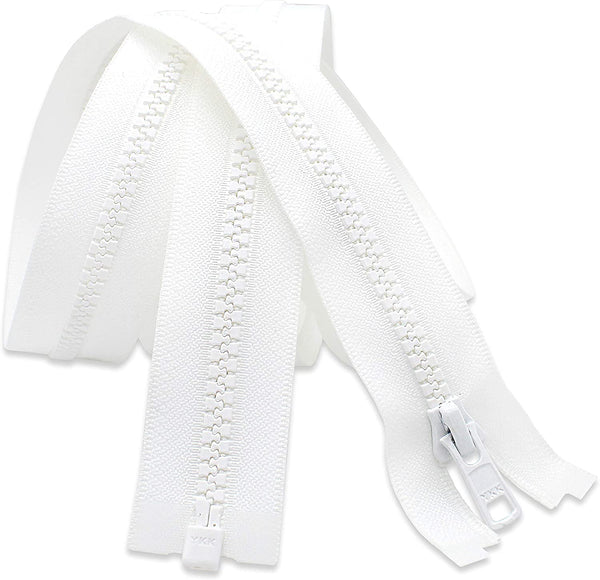YKK® #5 Molded Long Separating Zipper - Sleeping Bag - Black or White