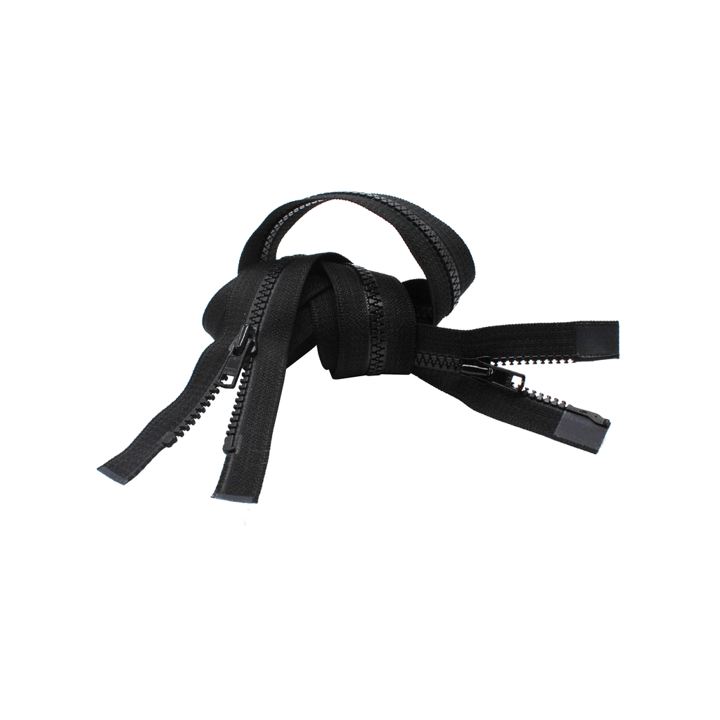 Metal YKK zipper two-way – Silver/Black ribbon