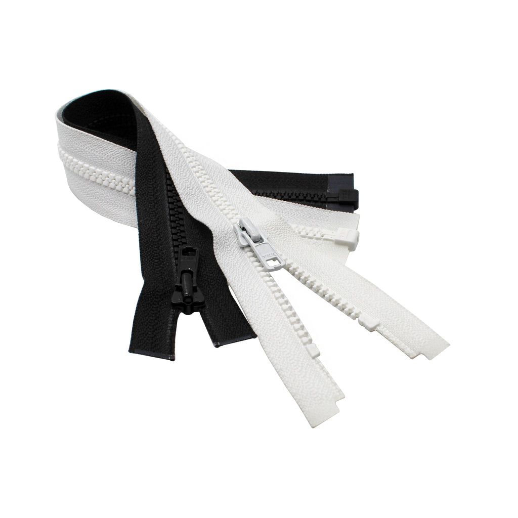 YKK® #5 Molded Plastic Separating Zippers - Black & White - 14 to 36