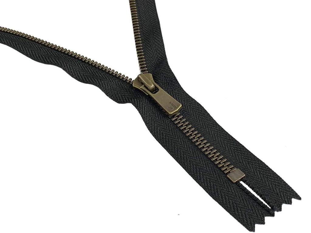 Leekayer 4# Black Brass Zipper 5 Inch Jeans Zippers 12.7 cm Close End Metal  Zipper for Sewing Boots Bags Purse Antique Zippers Bulk 6pcs