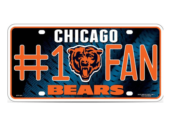Chicago Bears NFL #1 Fan Metal License Plate