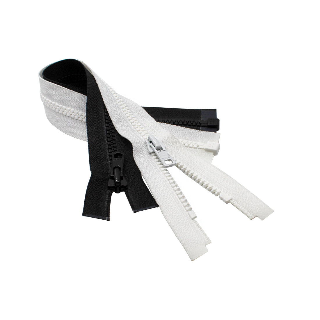 YKK® #3 Vislon Molded Plastic Separating Zippers - Black & White