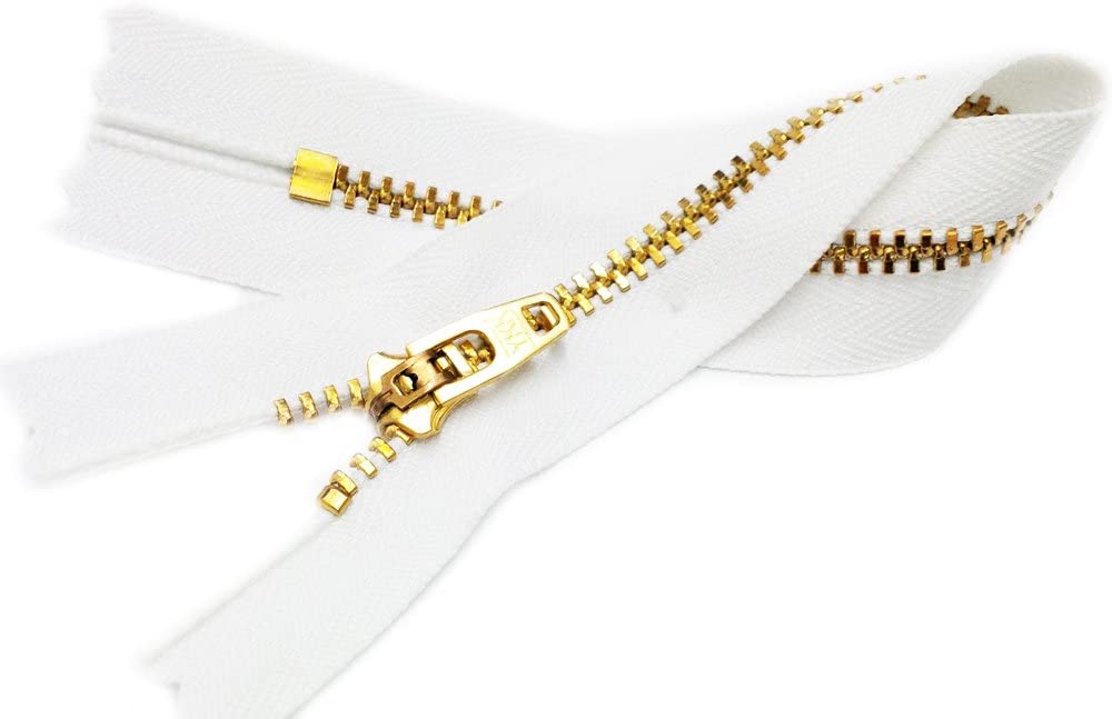 YKK #5 Brass Complete Zipper White / 4 (102 mm) from Tandy Leather