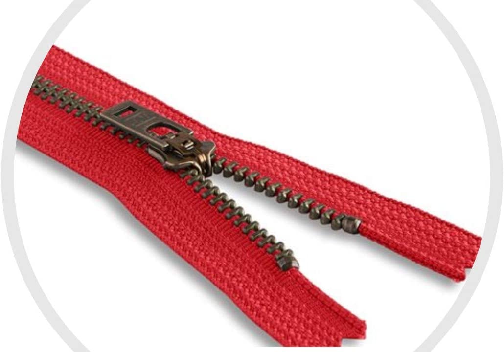 YKK 22 Metal Separating Zipper - Red / Antique Brass – Bolt & Spool