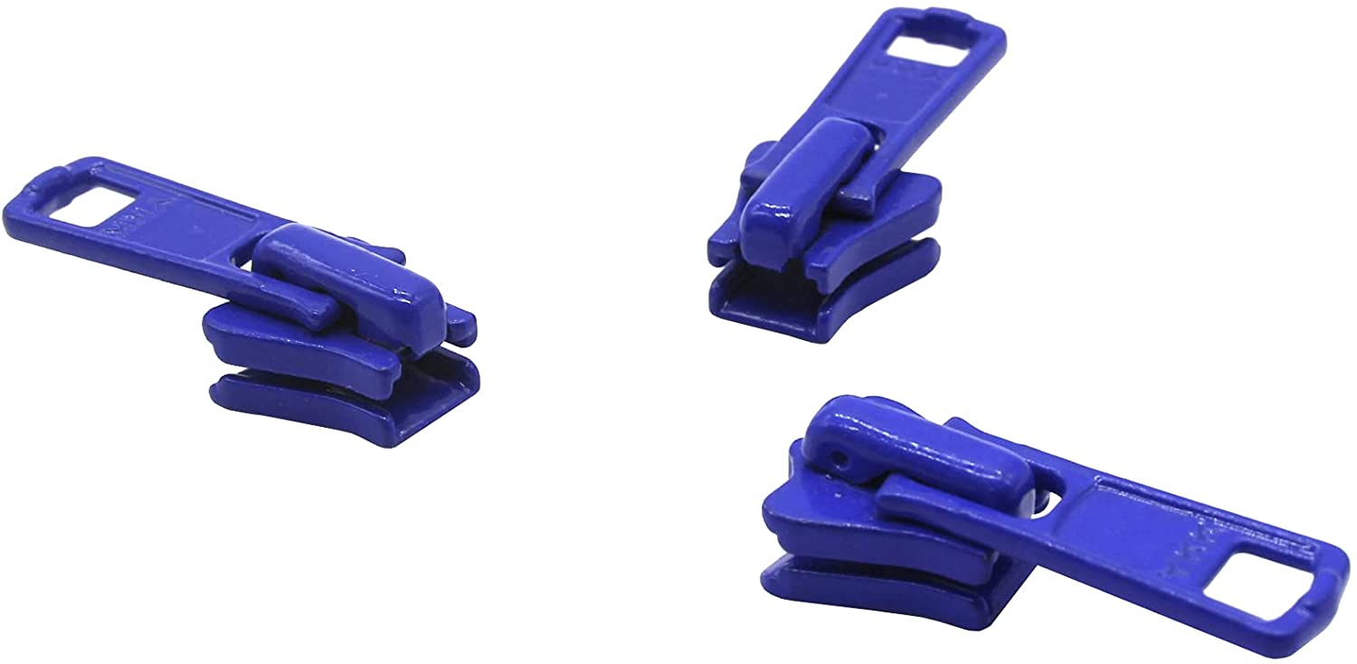 Zipper Repair Kit - #5 YKK Vislon Reversible Fancy Sliders - Choose Your  Color - (3 Sliders Per Pack & 6 Top Stops) Made in The United States (Blue)