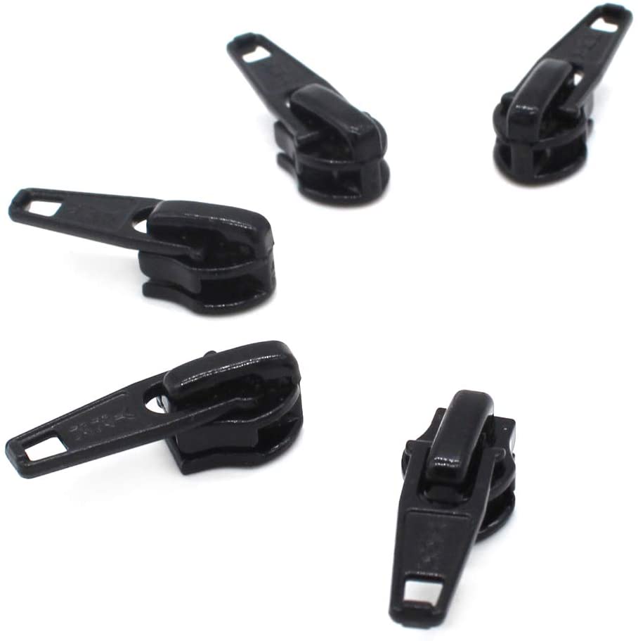 Zipper Repair Kit - #5 YKK Vislon Molded Jacket Black Zipper Sliders -  Color: Black - Choose Your Quantity - Made in The United States (3)