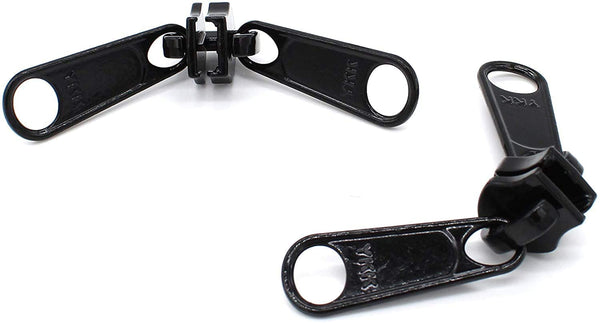 Zipper Repair Kit - #10 Black YKK Zipper Rescue Automotive Slider - #10 Coil Long Pull with 2 Heads - 2 Sliders Per Pack - Color Black - Made in The United States