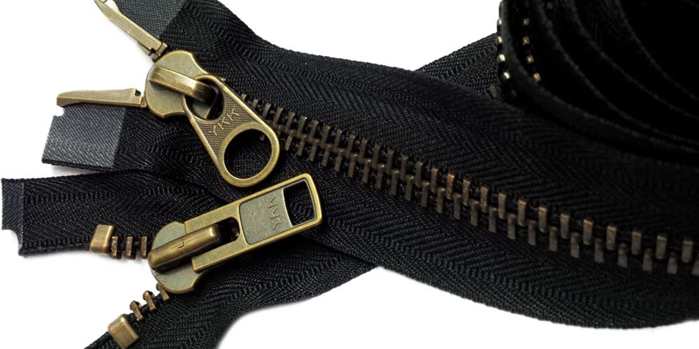 30 #10 Antique Brass Jacket Zipper Black