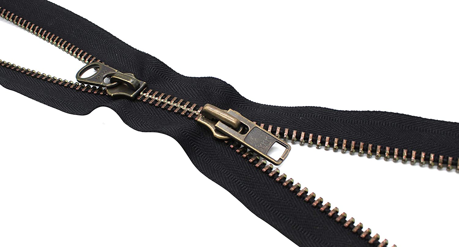 YKK #10 Brass Complete Chap Zipper Black / 28 (711 mm) from Tandy Leather