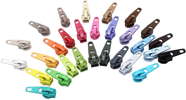 Zipper Repair Kit - #3 Auto Lock YKK Sliders - 30 Sliders Per Pack (Bright & Neutral Colors) - Made in The United States