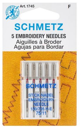Schmetz Embroidery Machine Needles Size 75/11 5/Pkg