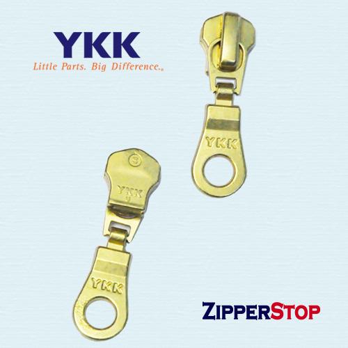 Zipper Repair Kit Solution YKK #5 Zipper Heads - Sliders with Pulls #5 - YKK Brand Donut Style Pulls - 5pcs with Top and Bottom Stoppers (Brass)