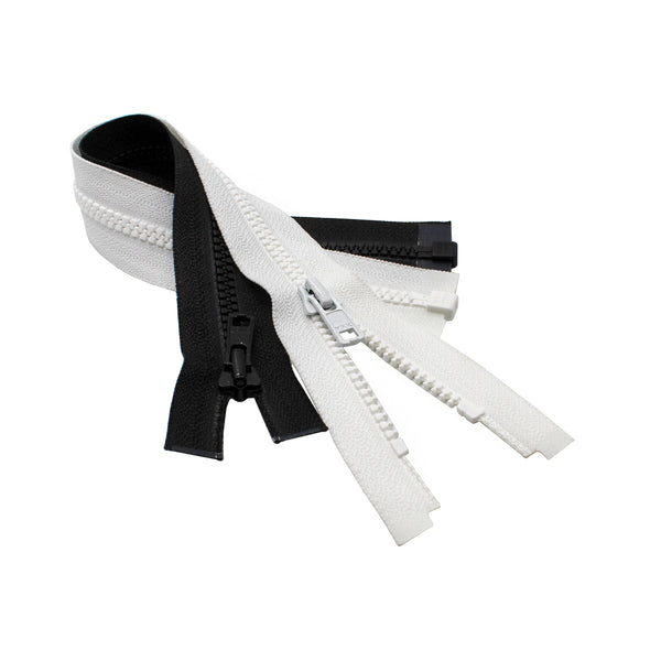 YKK® #3 Vislon Molded Plastic Separating Zippers - Black & White