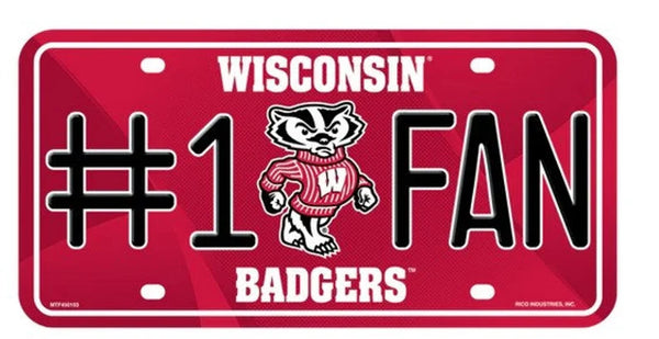 Wisconsin Badgers NCAA #1 Fan Metal License Plate