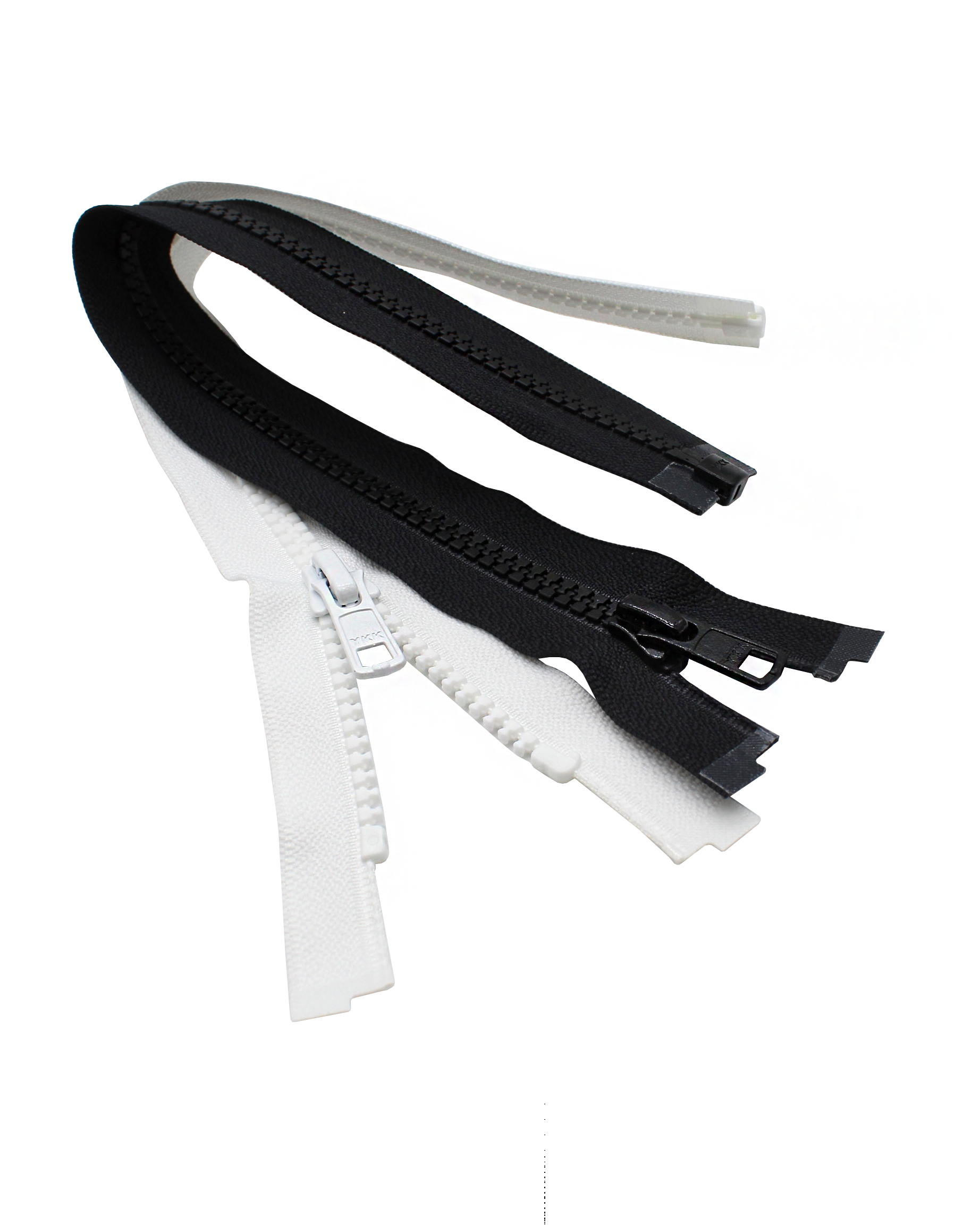  #10 White Separating Plastic Zippers 36 Inch Heavy