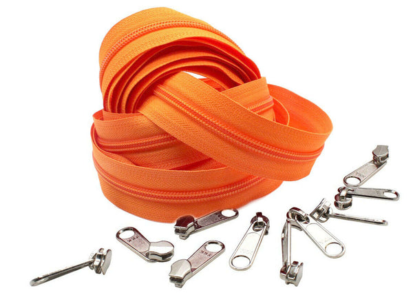 Continuous Chain Zipper by The Yard YKK® #5 Nylon Coil Colorful with Long Pull