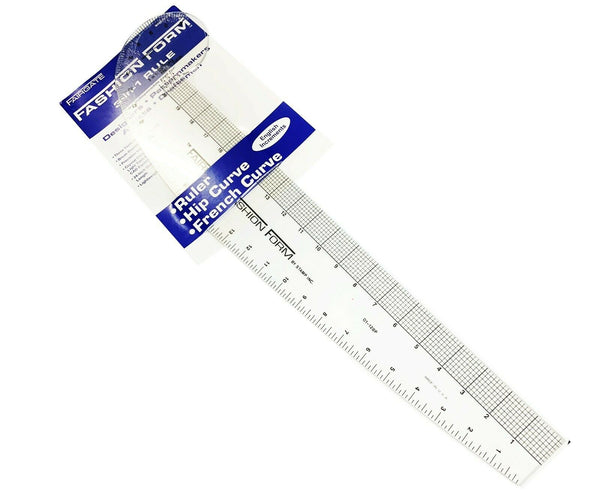 Fairgate Fashion Form 3-in-1 Ruler 01-128, Cast Acrylic, 24" Overall Length