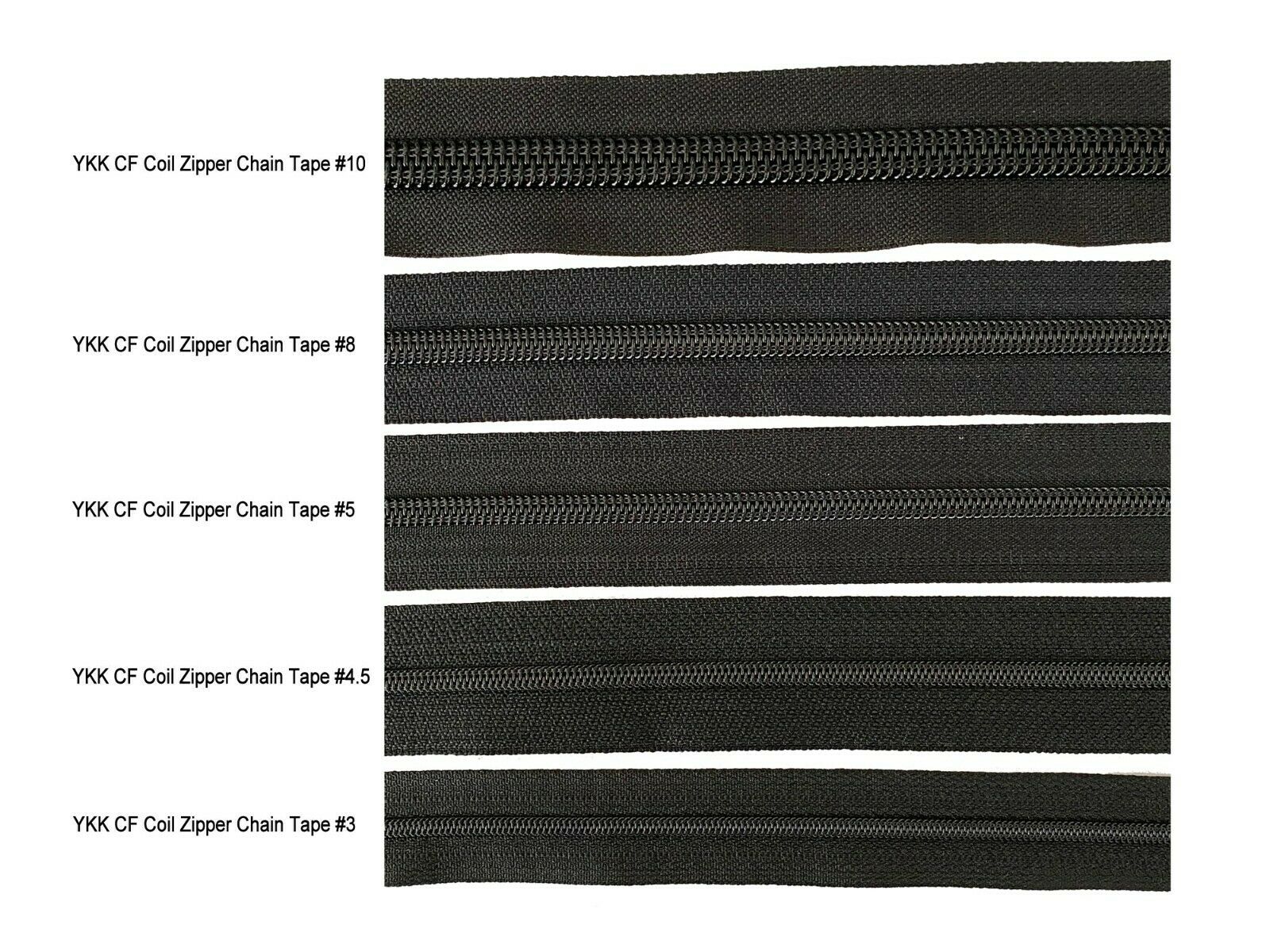  CYS #5 Black Zipper Tape by The Yard 10 Yards with